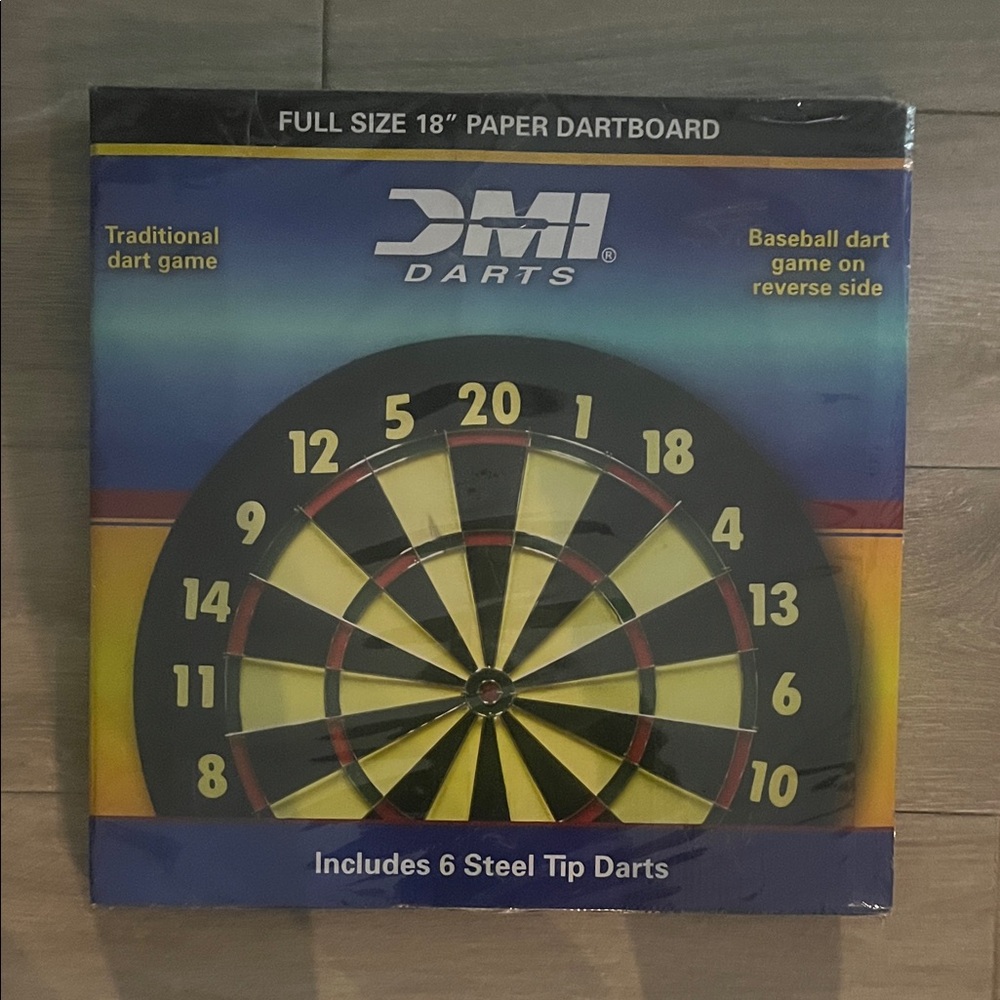 Full Size 18" Paper Dartboard - Black and Yellow